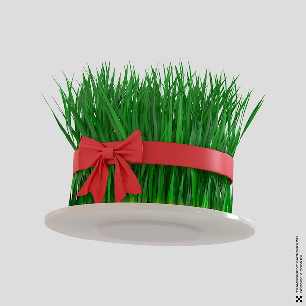 Sabzeh em um prato com fita vermelha um símbolo de Nowruz