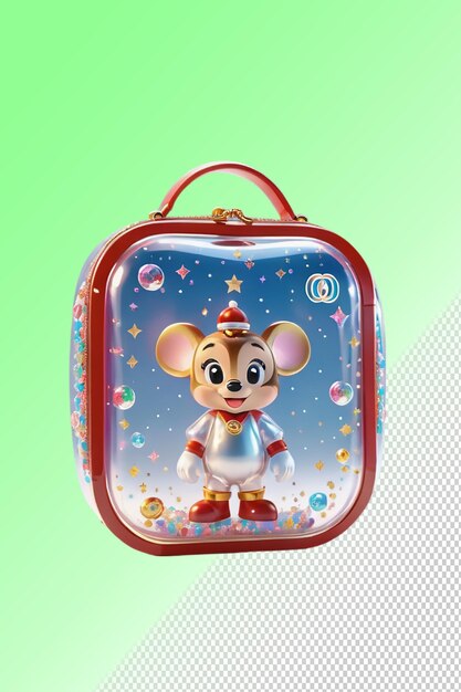 PSD un sac bleu avec mickey mouse dessus et le mot souris sur le dos