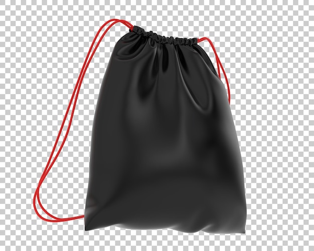 Sac à cordon sur fond transparent illustration de rendu 3d