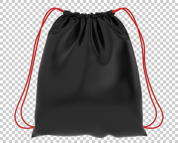 Sac à cordon sur fond transparent illustration de rendu 3d