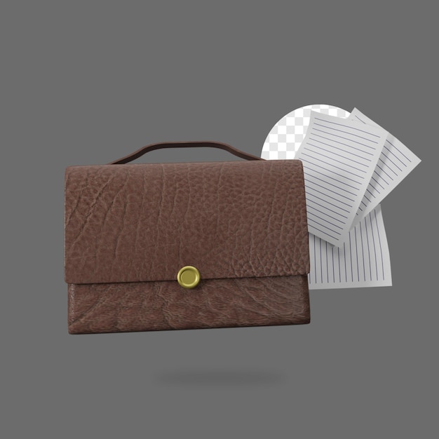 Sac et document en cuir 3D