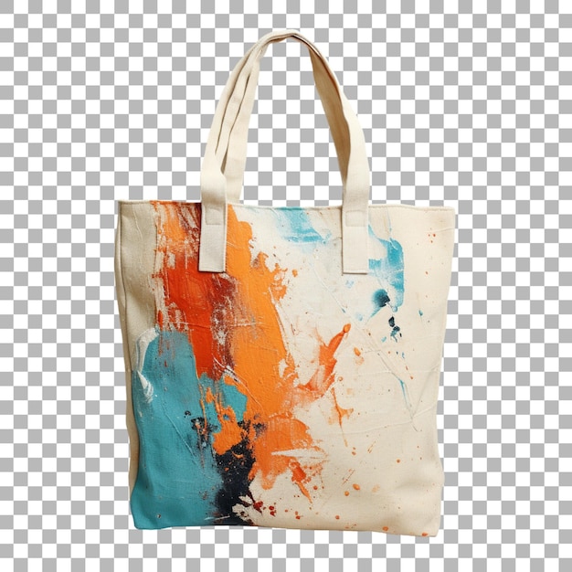 PSD un sac à dos blanc avec un dessin bleu et orange