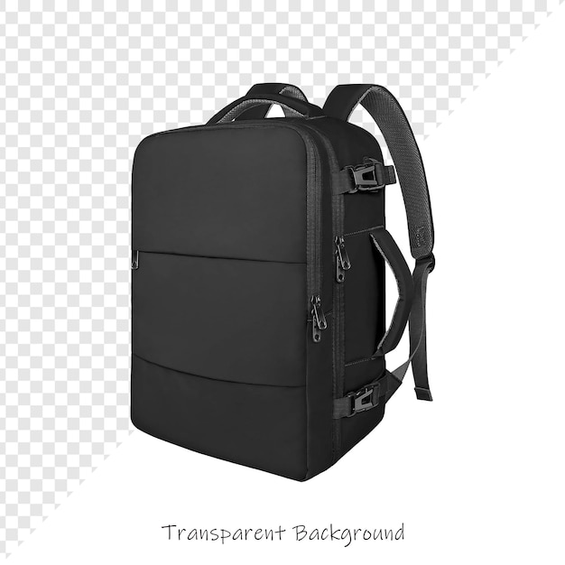 un sac à dos noir avec une sangle noire qui dit transparent sur lui