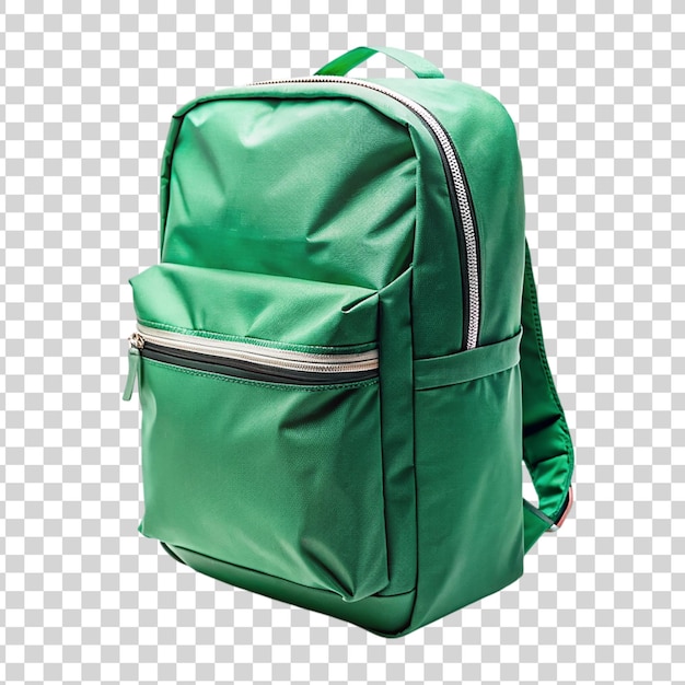 PSD sac à dos vert isolé sur un fond transparent sac à dos pour le voyage