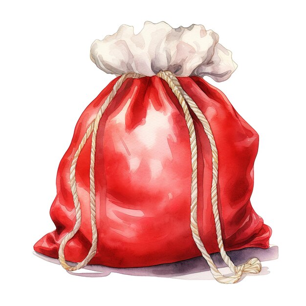 PSD le sac du père noël pour l'événement de noël aquarelle style ai généré