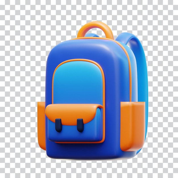 sac école, 3d, icône, illustration