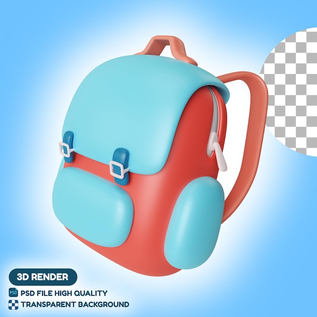 PSD sac école, 3d, illustration