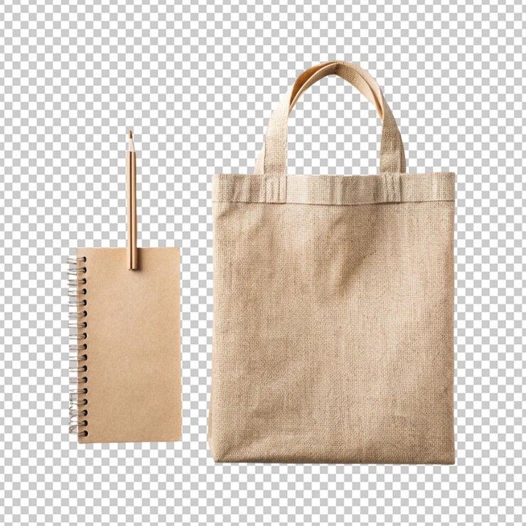 PSD un sac écologique plat avec une maquette de bloc-notes