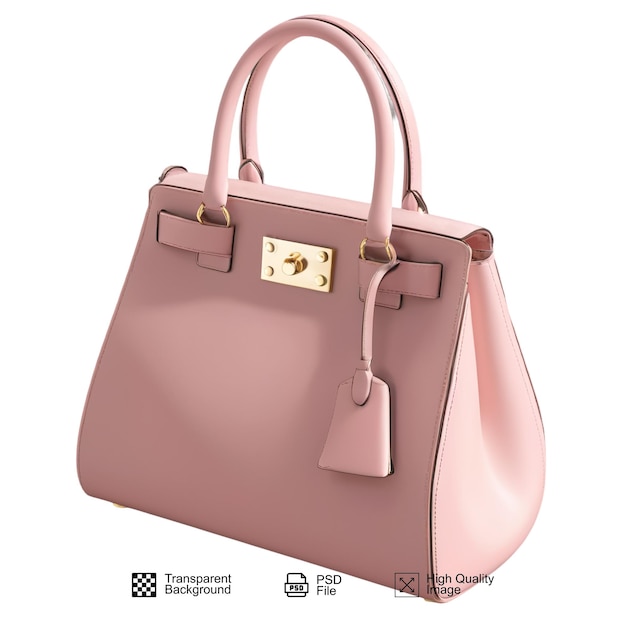 un sac à main rose avec un fond transparent