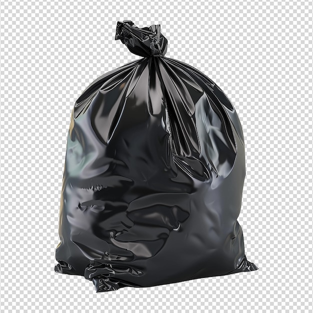 PSD sac à ordures noir sur fond transparent