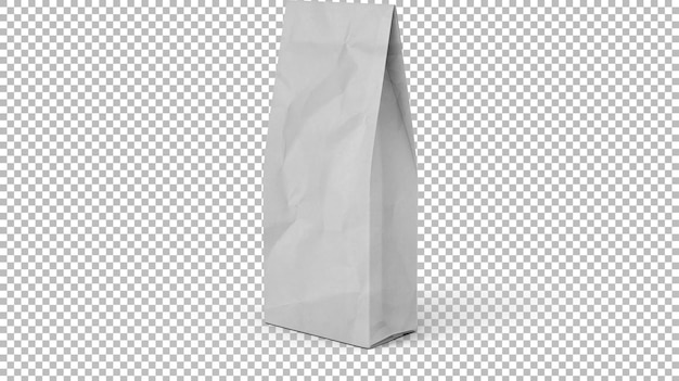 Un sac en papier blanc simple et froissé souvent utilisé pour emballer de la nourriture ou d'autres articles