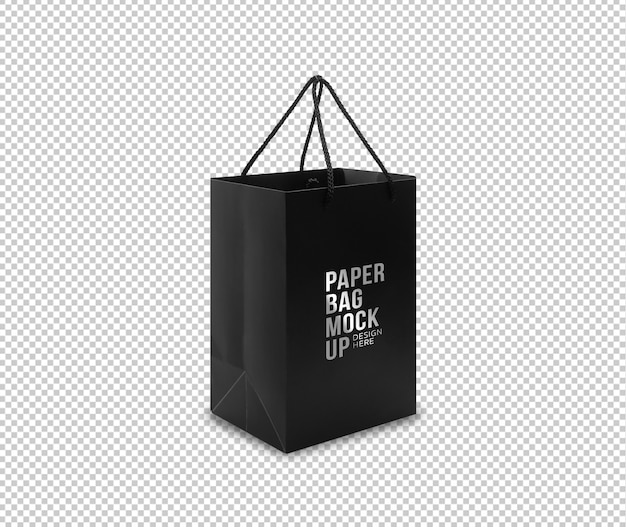 PSD sac en papier noir avec modèle de maquette de poignées pour votre conception.