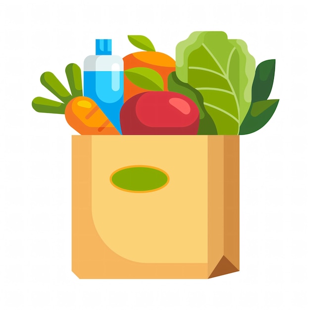 Sac en papier avec des produits d'épicerie