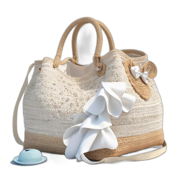 PSD un sac de plage chic sur fond blanc