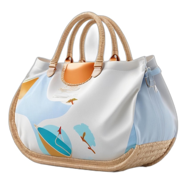 Un Sac De Plage Chic Sur Fond Blanc