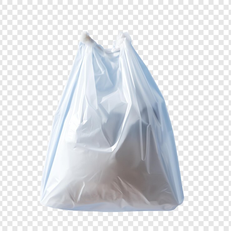 PSD un sac en plastique avec un sac en plastic blanc dessus