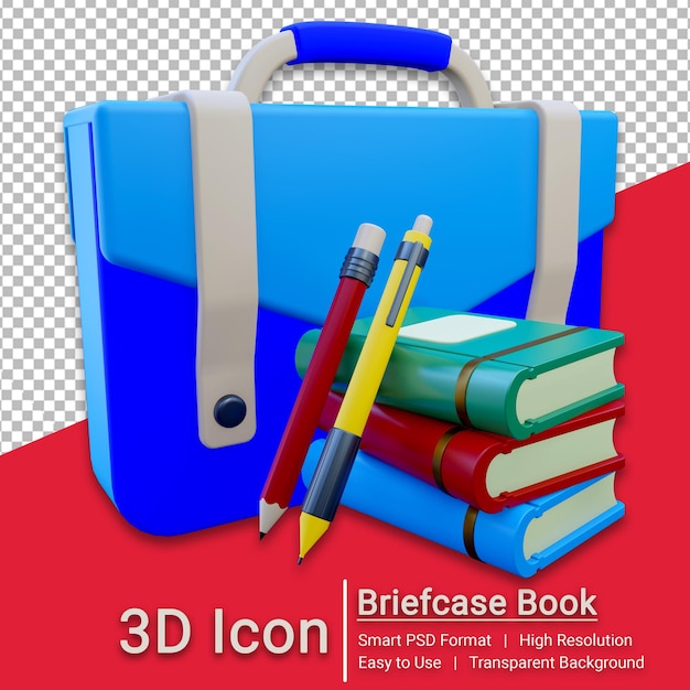 Sac Porte-documents De Rendu 3d Et Livre Avec Fond Transparent