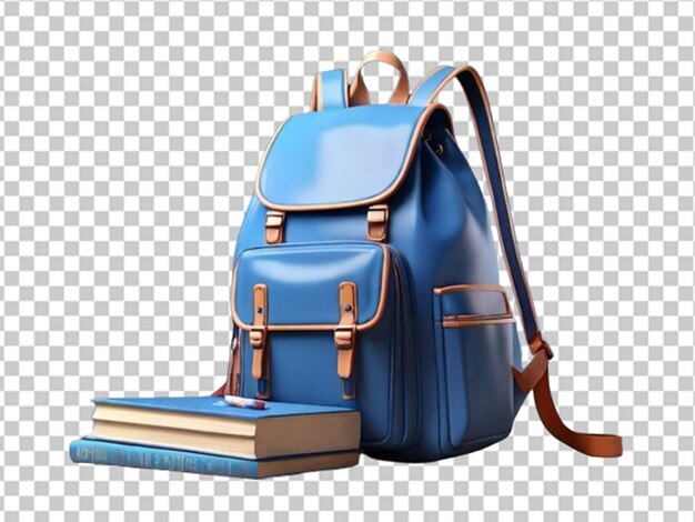 PSD sac scolaire bleu 3d avec des livres