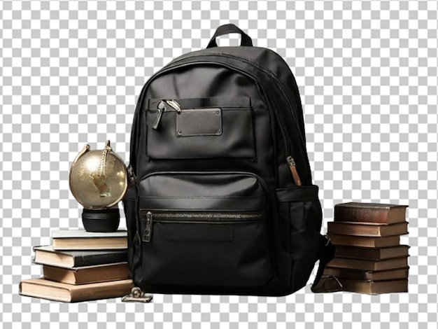PSD sac scolaire noir 3d avec des livres