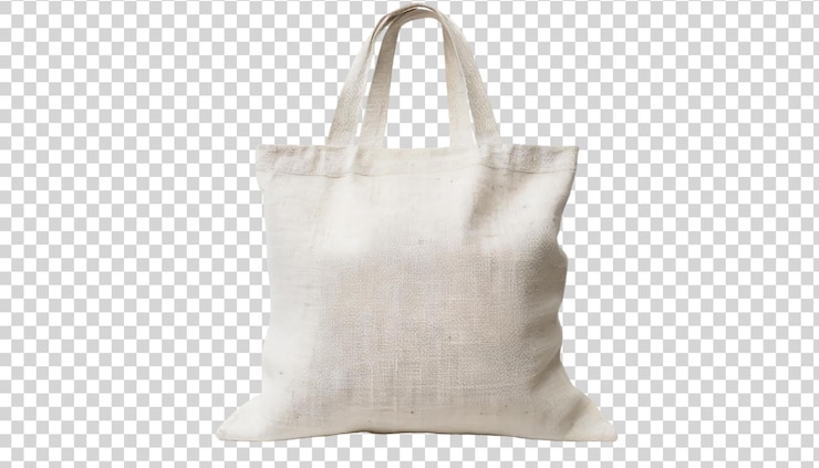 PSD un sac en toile blanche isolé sur un fond transparent