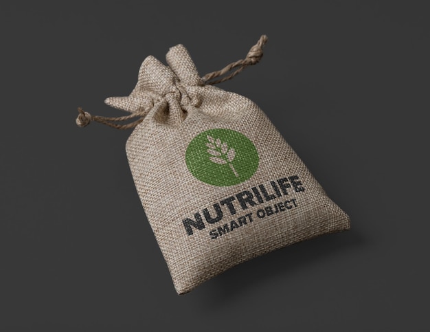 Sac en toile de jute avec conception de maquette de logo