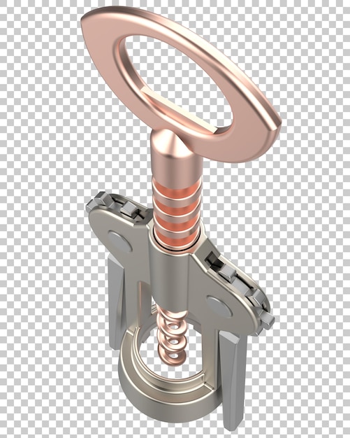 Saca-rolhas na ilustração de renderização 3d de fundo transparente