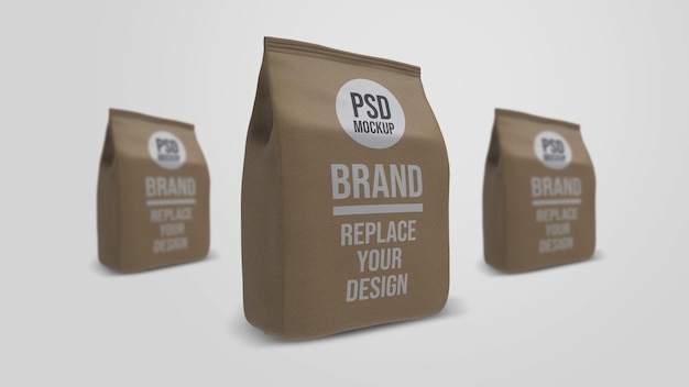 Sacchetto di caffè di carta 3d Rendering Mockup Design