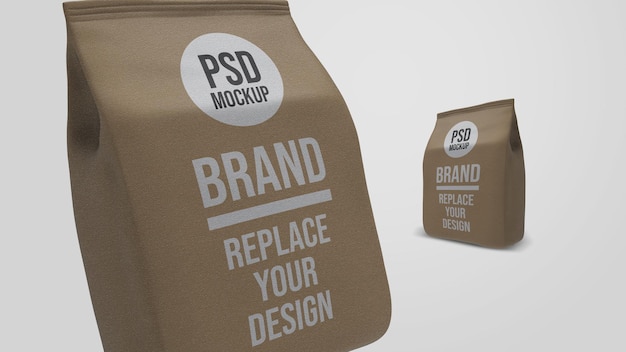 Sacchetto di caffè di carta 3d Rendering Mockup Design