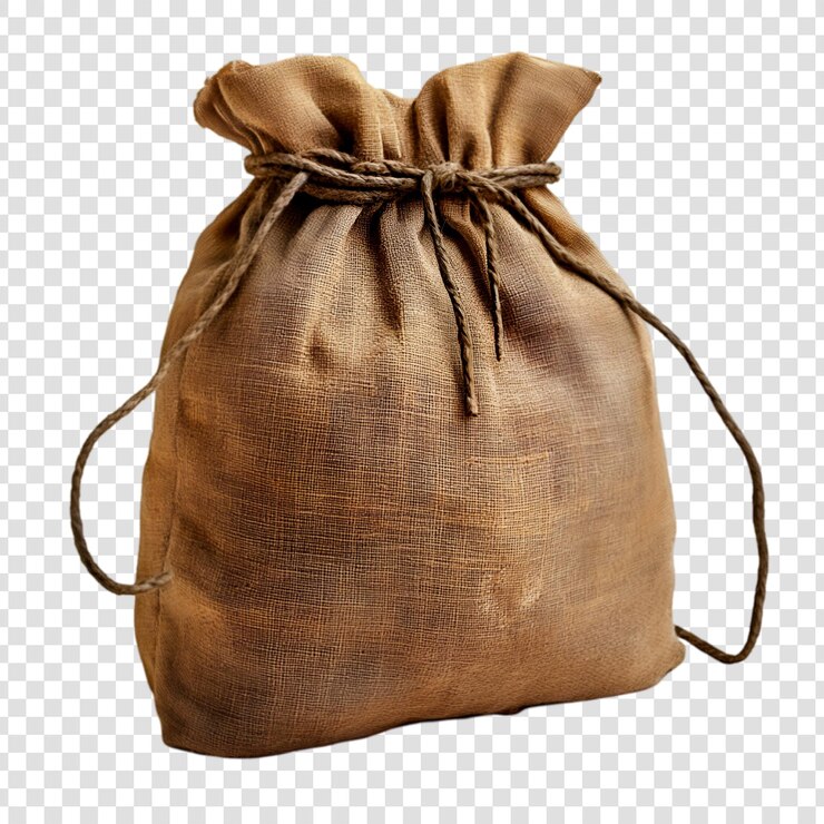 PSD sack di burlap rustico legato con corda disegno semplice