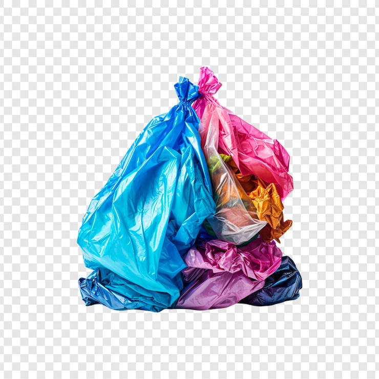 PSD saco cheio de lixo isolado em fundo transparente