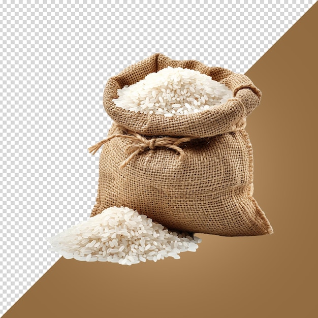 PSD saco de arroz isolado em fundo branco