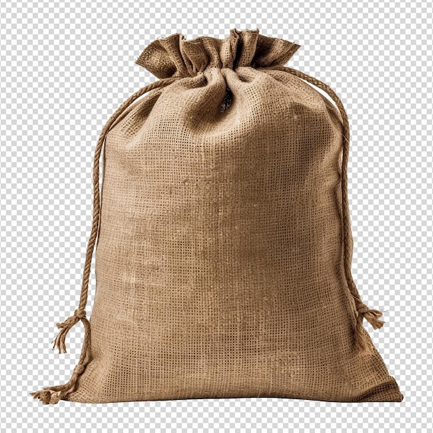 PSD saco de burlap isolado em fundo transparente.