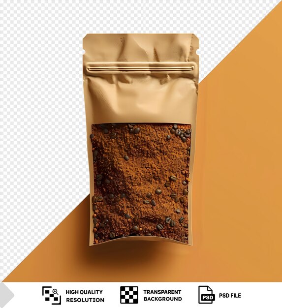 PSD saco de café de gotejamento incrível com café moído para preparar em uma xícara png psd