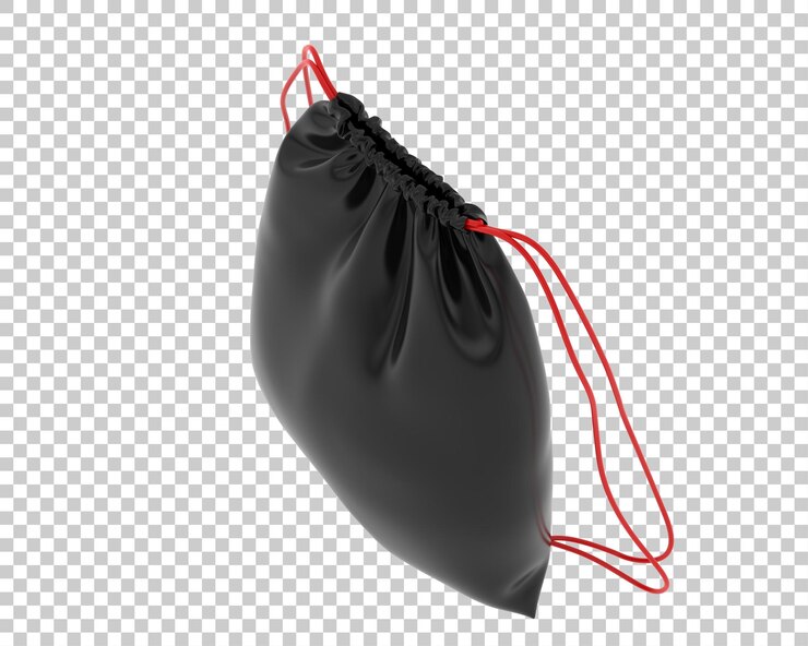 PSD saco de cordão na ilustração de renderização 3d de fundo transparente