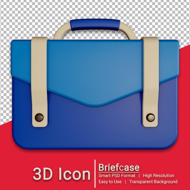 PSD saco de escritório maleta de renderização 3d com fundo transparente