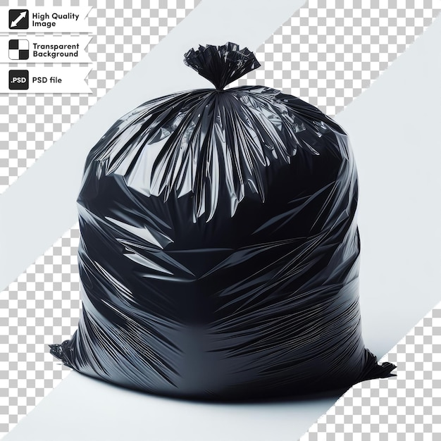 Saco de lixo psd preto saco de lixo em fundo transparente com camada de máscara editável