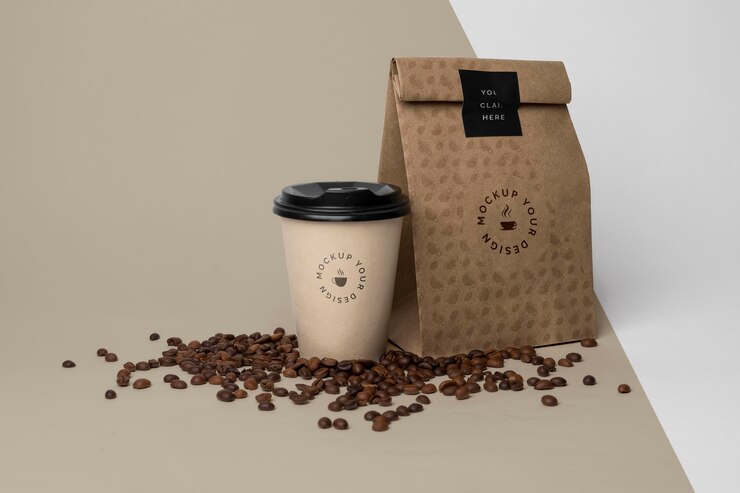 PSD saco de papel com simulação de café