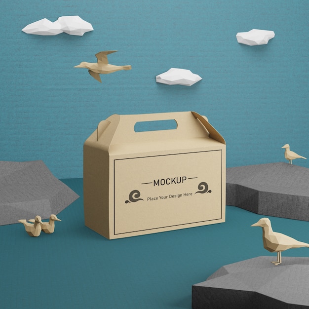 Saco de papel Kraft para o dia do oceano com mock-up