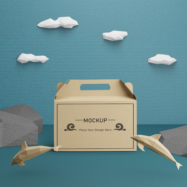 Saco de papel Kraft para o dia do oceano com mock-up