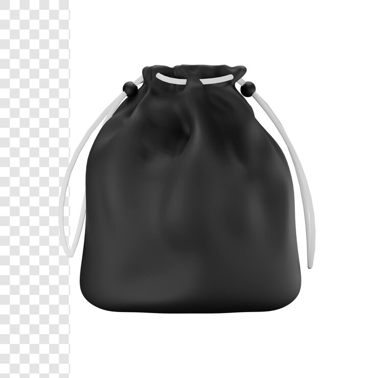 PSD saco saco com cordão 3d preto