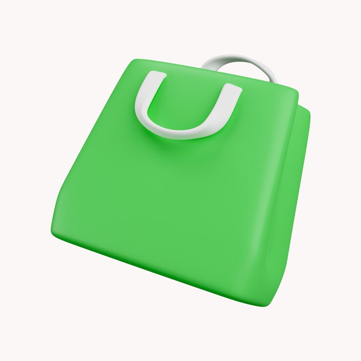 PSD sacolas de compras 3d isoladas no fundo para promoção conceito de compras on-line modelo de banner ilustração dos desenhos animados renderização em 3d