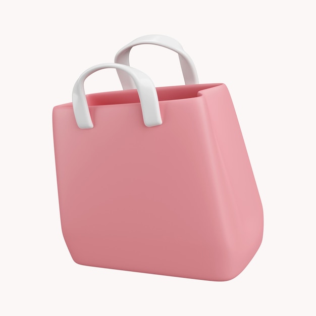 Sacolas de compras 3D isoladas no fundo para promoção Conceito de compras on-line Modelo de banner Ilustração dos desenhos animados Renderização em 3D