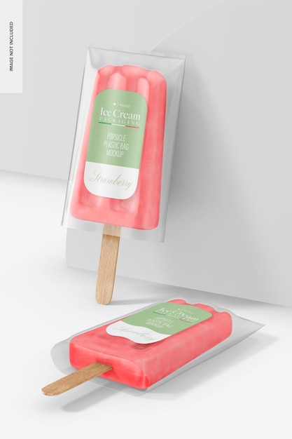 Sacs En Plastique Popsicle Avec Maquette D'étiquette Penchée