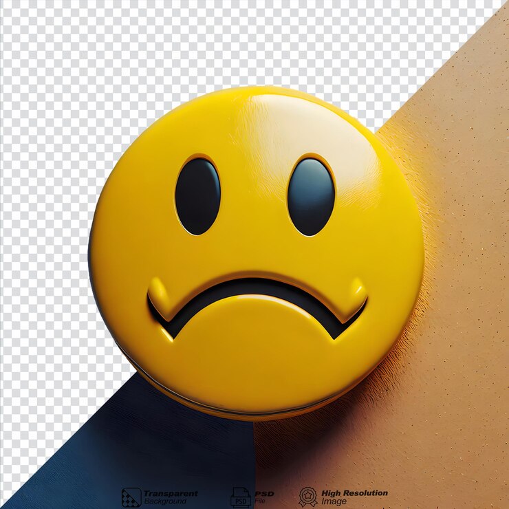 PSD sad face emoji icon isolated on transparent background