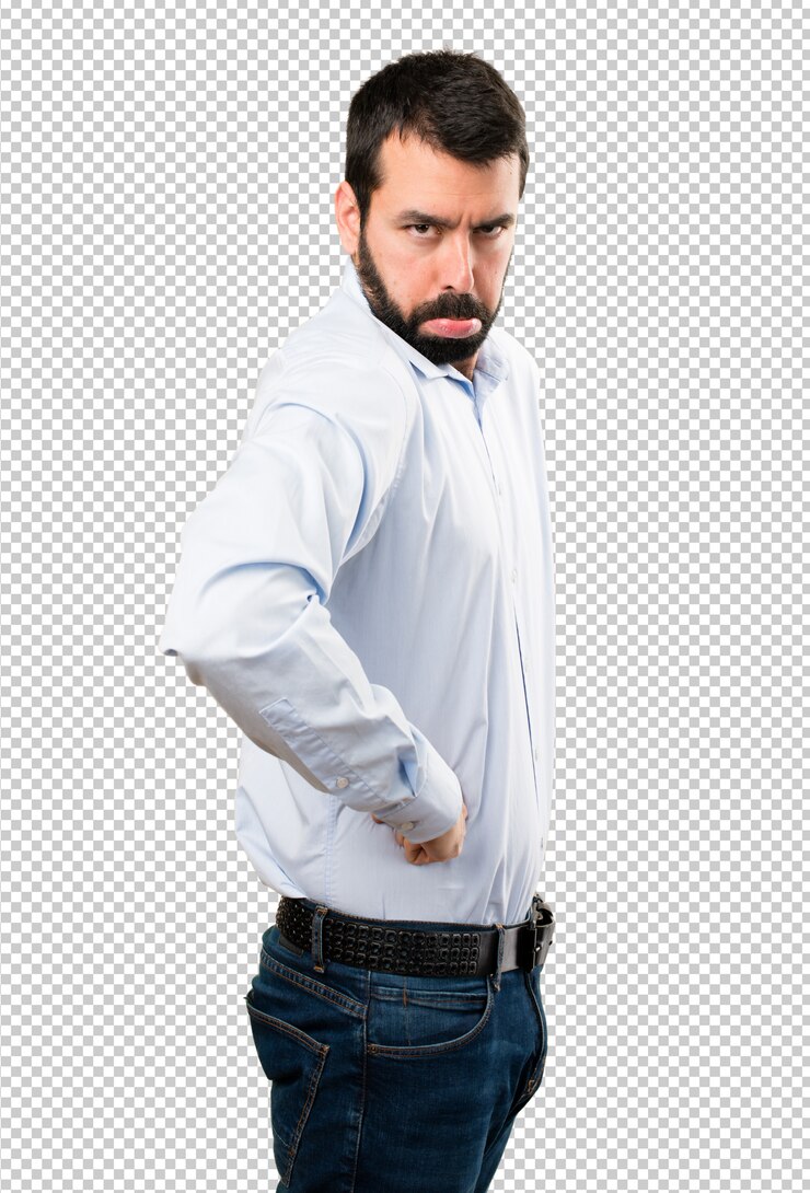 PSD sad handsome man with beard
