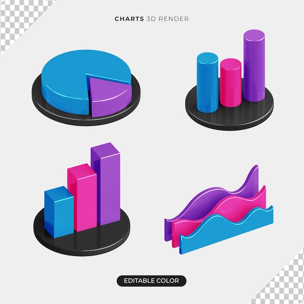 Sada 3D grafů infografiky
