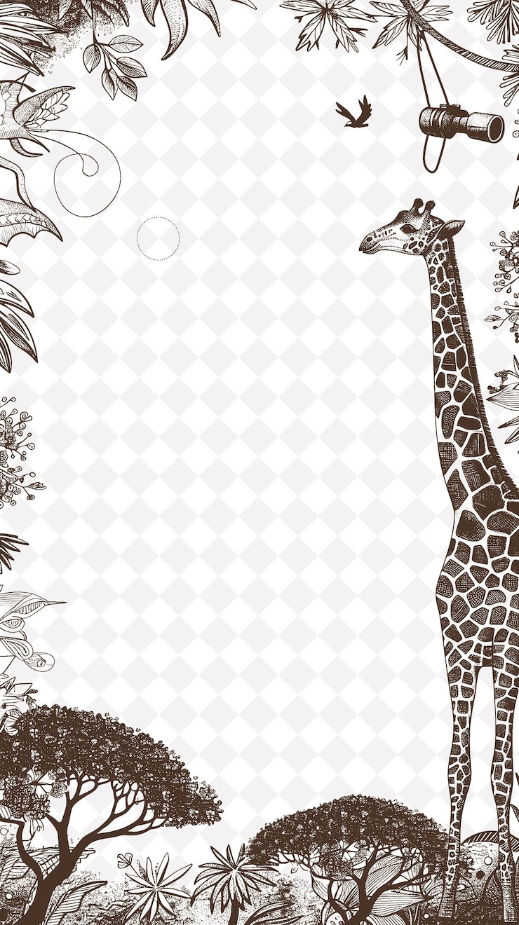 PSD safari animal frame com corda de fio e binóculos deixando png design de fundo criativo