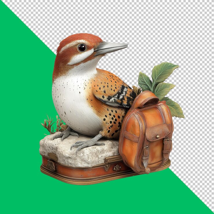 PSD safariready una figura detallada de un pájaro carpintero de gila con una mochila