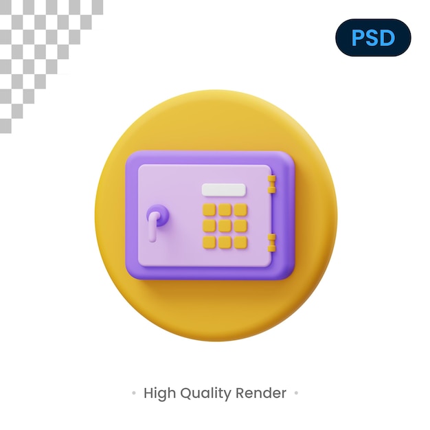 Safebox 3d render ilustración premium psd