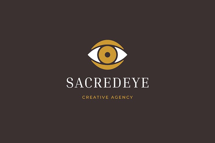PSD sagrado olho que vê tudo símbolo de mitologia modelo de design de logotipo minimalista para agência criativa